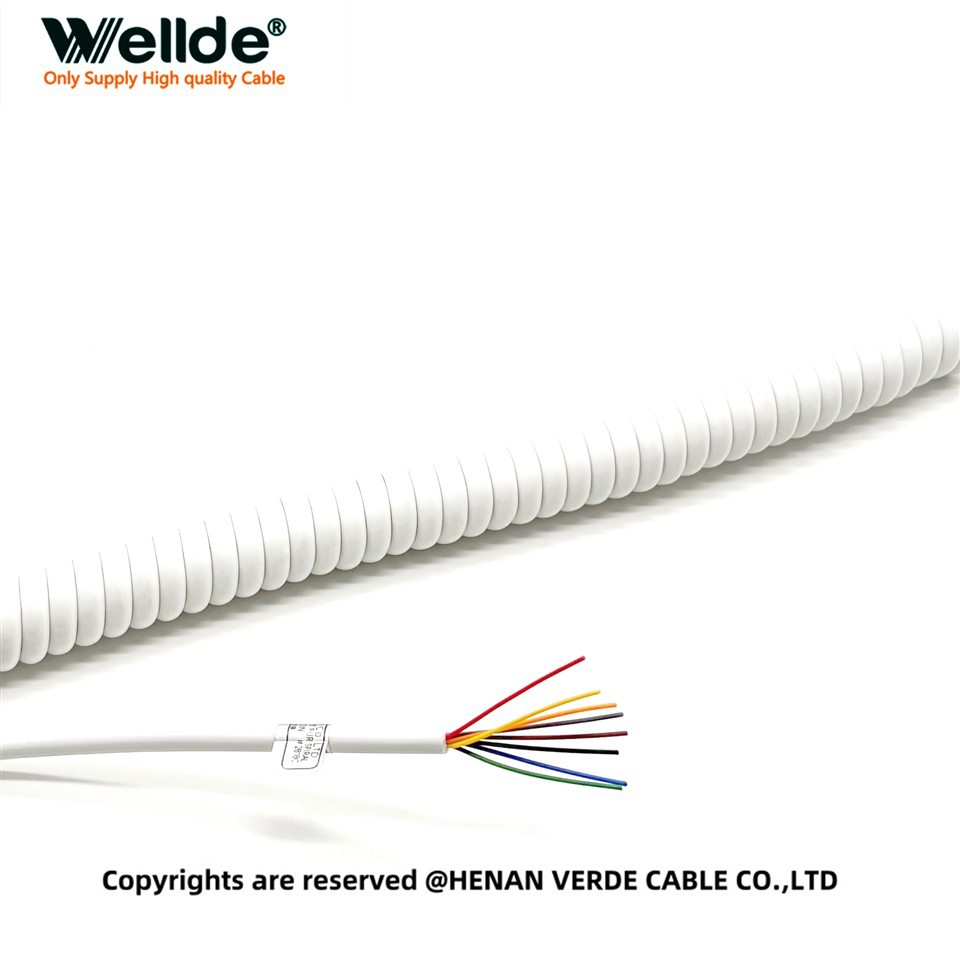 Cable de control en espiral flexible de 8 nuclis per a l'automatització