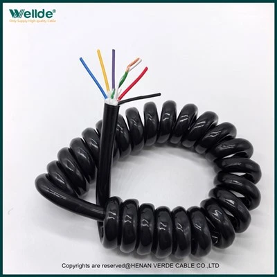 Cable espiral PUR de senyal de 7 nuclis Filferro de molla telescòpic